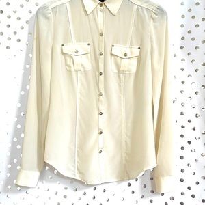 SILK- |White House Black Market Cream Blouse  4
